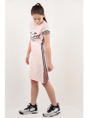 Toontoy Kız Çocuk Baskılı Şerit Detaylı Elbise