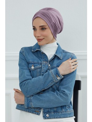 Aisha's Design İnce Pile Dikişli Penye Bone,Lila,B-19