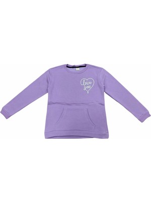 Divonette Kız Çocuk Love You Nakışlı Çift Taraf Yazı Desenli Sweatshirt