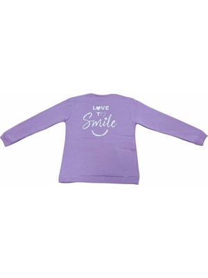 Divonette Kız Çocuk Love You Nakışlı Çift Taraf Yazı Desenli Sweatshirt