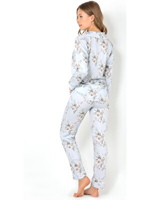 Doremi Blue Grace Uzun Kollu Bayan Pijama Takımı