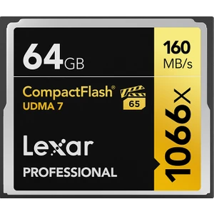 64GB Lexar® Professional 1066X Compactflash® Card, Up To 160MB/S Read 155MB/S Write
