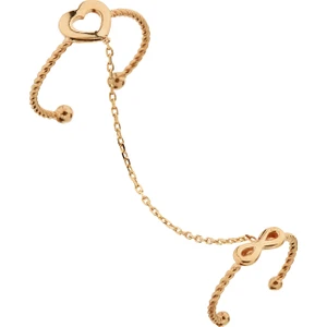 Argentum Concept 925 Ayar Gümüş Rose Kalp ve Sonsuzluk Figürlü Zincirli Çift Yüzük - Y019801