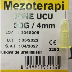 Mezoterapi Iğnesi 30 G 4mm 100'li