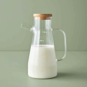 Borosilikat Cam Bambu Kapaklı Yağlık Sirkelik 900 ml