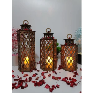 Canlı Tahtam Dekoratif 6 Gen Mumluk 3 Lü Set