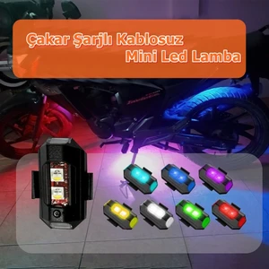 Motosiklet Drone Bisiklet Otomotiv Çakar Şarjlı Kablosuz Mini LED Lamba- 7 Farklı Renk Modu