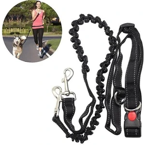 Ayarlanabilir El Ücretsiz Köpek Tasması Köpek Evcil Hayvan Yürüme Koşu Koşu Kurşun Bel Kemeri Göğüs Kayışı (Siyah) (Yurt Dışından)