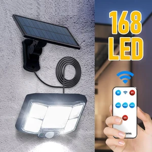 Solar 168 LED Güneş Enerjili Kumandalı Kablolu 3 Modlu Duvar Lambası