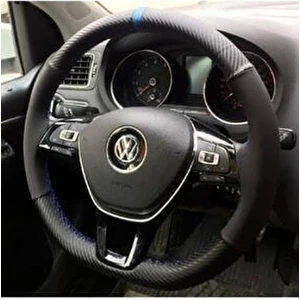 Gürler Oto Kılıf ve Aksesuar Peugeot 206 Dikmeli Direksiyon Kılıfı Alkantra Karbon Mavi