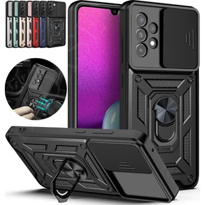 Samsung Galaxy A23 4g Kılıf Lens Sürgülü Yüzüklü Tank Armor Military Silikon Pars