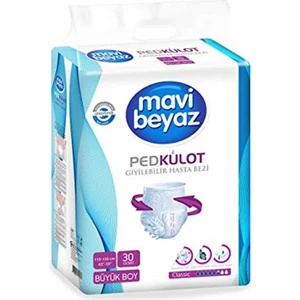 Mavi Beyaz Ped Emici Külot Hasta Bezi Large Büyük (30 Adet)