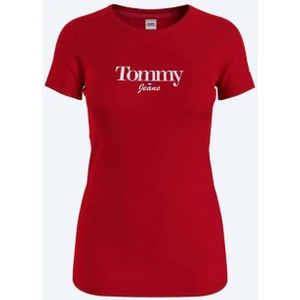 Tommy Jeans Bisiklet Yaka Kırmızı Kadın T-Shirt DW0DW13696XNL Kırmızı T-Shırt