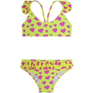 Çok Renkli Kız Çocuk Bikini Takım SM22110241 Neon Hearts Bikini
