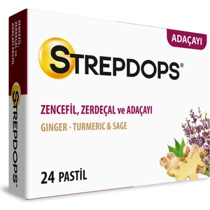 STREPDOPS ZENCEFİL, ZERDEÇAL VE ADAÇAYI AROMALI 24 PASTİL