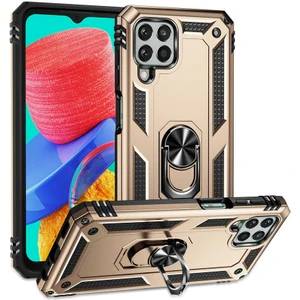 Case 4U Samsung Galaxy M33 Uyumlu Kılıf Çift Katmanlı Yüzüklü Manyetik Vega Kapak Altın