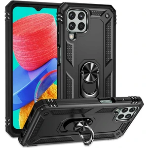 Case 4U Samsung Galaxy M33 Uyumlu Kılıf Çift Katmanlı Yüzüklü Manyetik Vega Kapak Siyah
