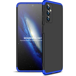 Case 4U Samsung Galaxy M23 Uyumlu Kılıf 3 Parçalı Tam Koruma Sert Mika Ays Kapak Siyah Mavi