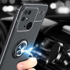 Case 4U Xiaomi Redmi 10C Kılıf Kamera Korumalı Autofocus Shockprof Ravel Yüzüklü Standlı Slikon Kapak Mavi