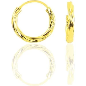Doğan Silver Gümüş Altın Rengi Mini Burgu Modeli Halka Küpe 14 mm DGN20923