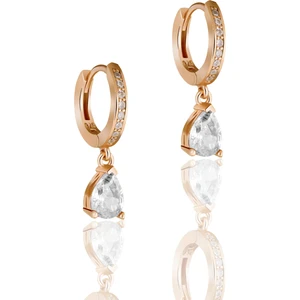 Doğan Silver Gümüş Rose Zirkon Taşlı Damla Model Trend Halka Küpe DGN21187