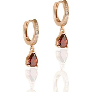 Doğan Silver Gümüş Rose Kırmızı Taşlı Damla Model Trend Halka Küpe DGN21189