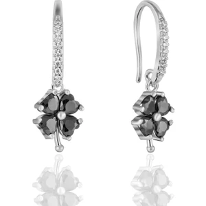 Doğan Silver Gümüş Oniks Taşlı Yonca Model Küpe DGN21156