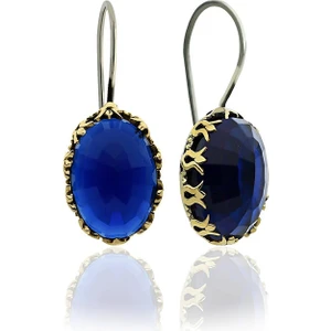 Doğan Silver Safir Taşlı  Otantik Gümüş Bayan Küpe DGN21114