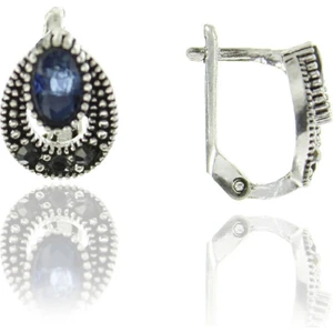 Doğan Silver Kadın Gümüş Markazit ve Kök Safir Taşlı Küpe DGN20461