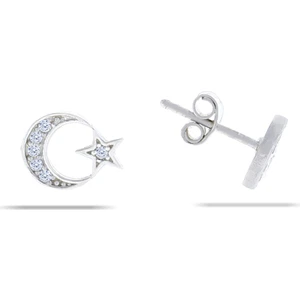 Doğan Silver Kadın Gümüş Ay Yıldız Mini Küpe DGN20654