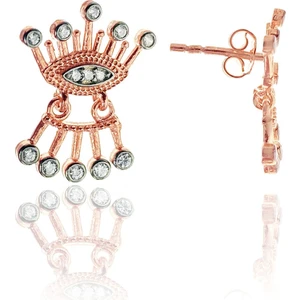 Doğan Silver Kadın Zirkon Taşlı Kirpi Göz Modeli Rose Gümüş Küpe DGN20366