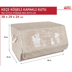 Keçe Köşeli Kapaklı Kutu 38*28*24 Kahve