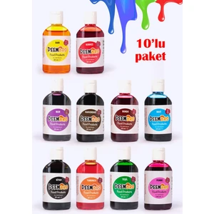 Gıda Boyası Seti 10 Adet 10 Renk 50 ml x 10 Adet Su Bazlı Sıvı Gıda Boyaları Seti