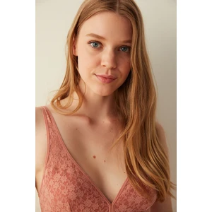 #Hiççamaşırı Gül Kurusu Balensiz Desteksiz Dantelli Sütyen