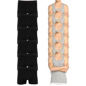 Ekonomik 12'li Paket Erkek Iç Çamaşır Seti 6 Atlet 6 Adet Boxer