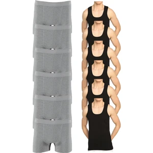 Ekonomik 12'li Paket Erkek Iç Çamaşır Seti 6 Atlet 6 Adet Boxer