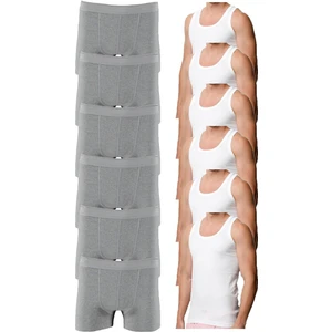 Ekonomik 12'li Paket Erkek Iç Çamaşır Seti 6 Atlet 6 Adet Boxer