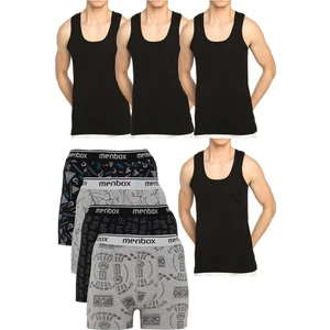 8 Parça Boxer Atlet Set 4 Likralı Boxer 4 Pamuklu Atlet