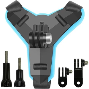 GP524 5 Parça Gopro Eken Sjcam Xiomi Aksiyon Kamera Tutuculu Jaw Mount Motor Kask Çene Tutma Aparatı 5 Parça Motor Kask Tutucu Set Mavi