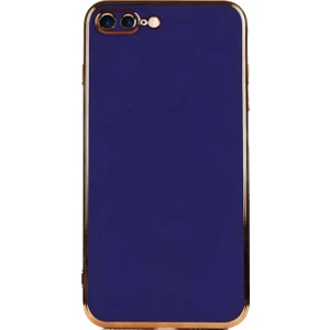 Case World Apple iPhone 7 Plus ile Uyumlu Kapak Kamera Korumalı Lazer Kesim Lüx Silikon ile Uyumlu Kılıf - Lacivert