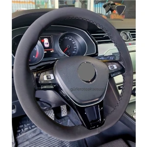 Gürler Oto Kılıf ve Aksesuar Vw Passat B8 B8,5 Alkantara Dikmeli Direksiyon Kılıfı Siyah Ipli
