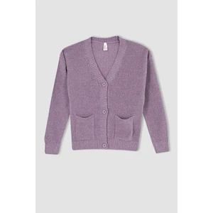 Kız Çocuk Regular Fit V Yaka Triko Hırka U6182A622WN
