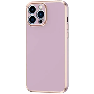 Case World Apple iPhone 13 Pro Max ile Uyumlu Kapak Kamera Korumalı Lazer Kesim Lüx Silikon ile Uyumlu Kılıf - Mor