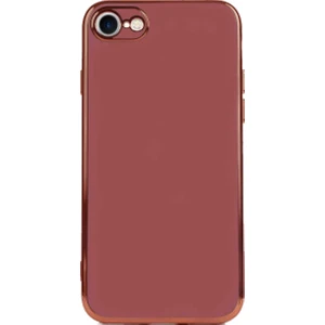 Kzy Apple iPhone Se 2020 Kapak Kamera Korumalı Lazer Kesim Lüx Silikon Kılıf - Kahverengi