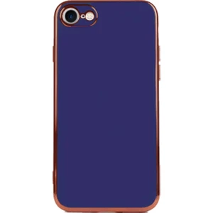 Case World Apple iPhone Se 2020 ile Uyumlu Kapak Kamera Korumalı Lazer Kesim Lüx Silikon ile Uyumlu Kılıf - Lacivert