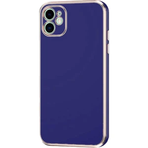 Case World Apple iPhone 12 ile Uyumlu Kapak Kamera Korumalı Lazer Kesim Lüx Silikon ile Uyumlu Kılıf - Lacivert