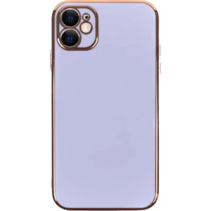 Case World Apple iPhone 11 ile Uyumlu Kapak Kamera Korumalı Lazer Kesim Lüx Silikon ile Uyumlu Kılıf - Lila