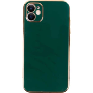 Case World Apple iPhone 11 ile Uyumlu Kapak Kamera Korumalı Lazer Kesim Lüx Silikon ile Uyumlu Kılıf -Koyu Yeşil