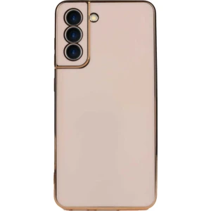 Case World Samsung Galaxy S21 Fe ile Uyumlu Kapak Kamera Korumalı Lazer Kesim Lüx Silikon ile Uyumlu Kılıf - Rose Gold