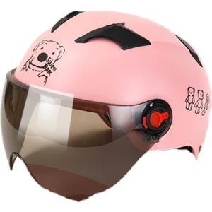 Baskılı Yarım Motosiklet Kaskı - Pembe (Yurt Dışından)